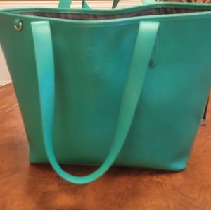 Ralph Lauren Green Genuine Leather Tote Bag Purse Handbag